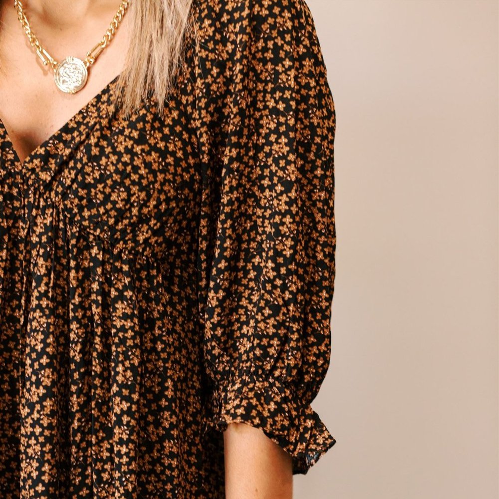 🆕 BOHO FLORAL RUFFLED BABYDOLL DRESS - Picture 4 of 7